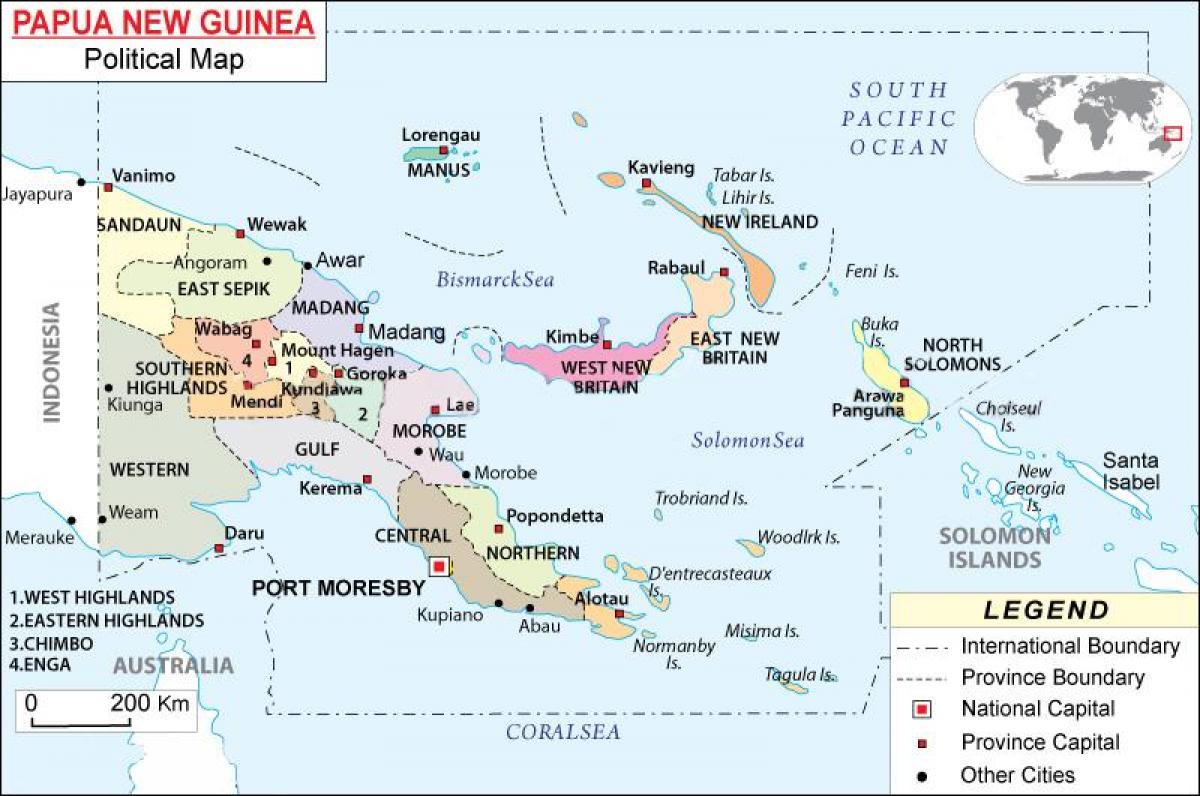 kaart paapua provintsis uus-guinea